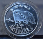 ALASKA 25 YEARS ANNIVERSARY JOHNSON MATTHEY 1 OZ .999 FINE SILVER ROUND