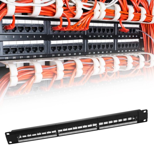 19Inch 1U Cabinet Rack Pass-Through 24 Port CAT6 Patch Panel RJ45 contact7483 - Photo 2/8