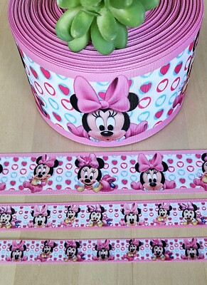 5/8, 7/8, 1.5 & 3'' (1 YD) Baby Minnie Mouse Grosgrain Ribbon Disney Baby Shower