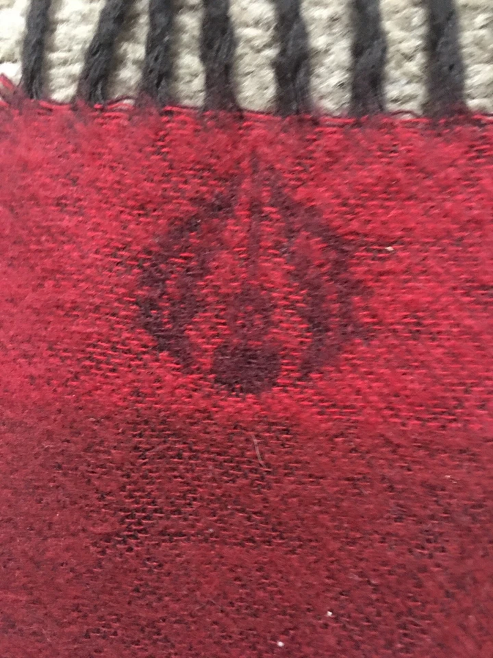 Red Pink Orange Striped Tasseled Scarf Soft Possibly Cashmere - Image 3 of 4