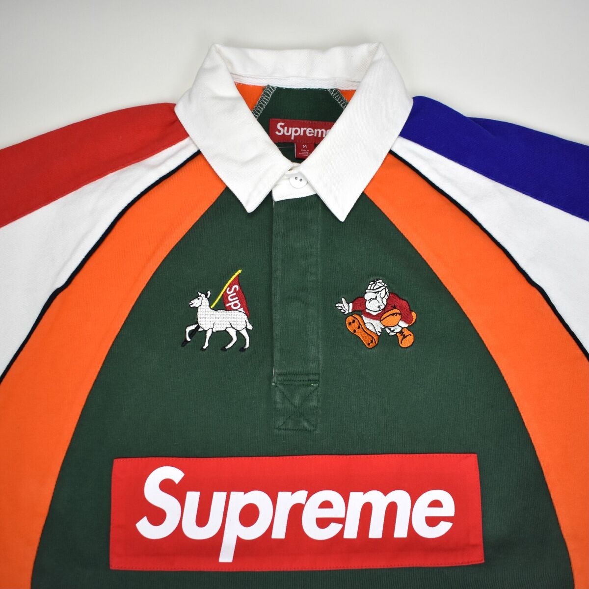 NWT Supreme Big Box Logo Paneled Rugby Shirt Polo Multicolor NWT Supreme Big Box Logo Paneled Rugby Shirt Polo Multicolor