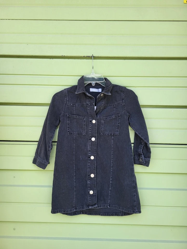 VESTIDO CAMISA VAQUERA ZARA NIÑA GRIS MANGA LARGA TALLA 7 AÑOS 122cm DEFECTO #O3728 Foto 3 de 4