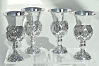 Beautiful Set Of 4 Vintage Solid Sterling Silver 925 Goblets, 145.6 Grams