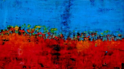 Original Acrylgemälde auf Hartfaserplatte signiert von Nalan Laluk: ''Erde und Himmel''