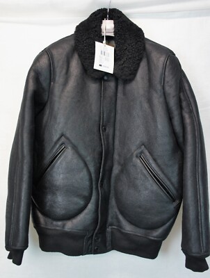 CHEVIGNON REAL SHEEPSKIN SHEARLING LEATHER Bomber G-1 Jacket Coat