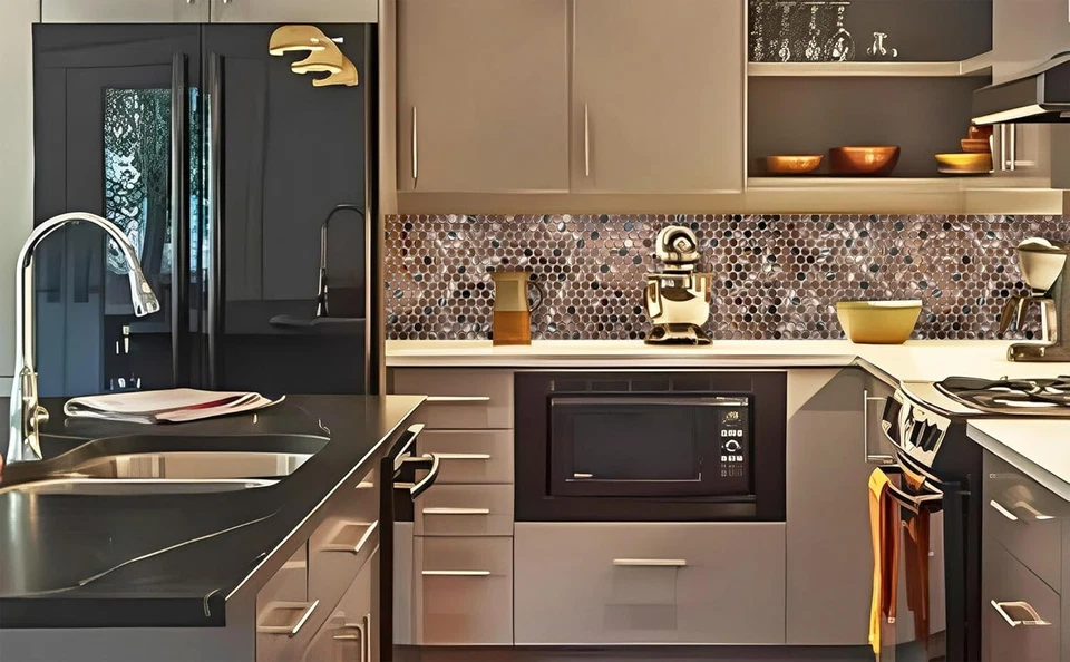 Copper Black Penny Round Mosaic Tiles - Elegant Art Deco for 5 Sq. Ft. Coverage - Image 4 of 4