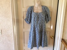 NWT Old Navy Blue embroidered flowers BoHo dress size large