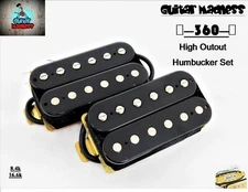 G.M. 360 High Output Humbucker Set Black (Ceramic 8.4k, 16.6k)