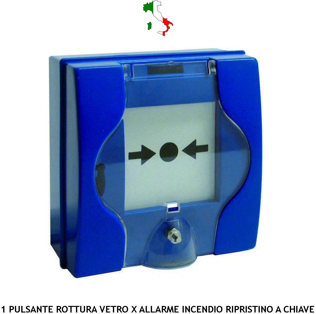 Pulsante Blu Richiesta Intervento Manuale con Reset a Chiave Professionale