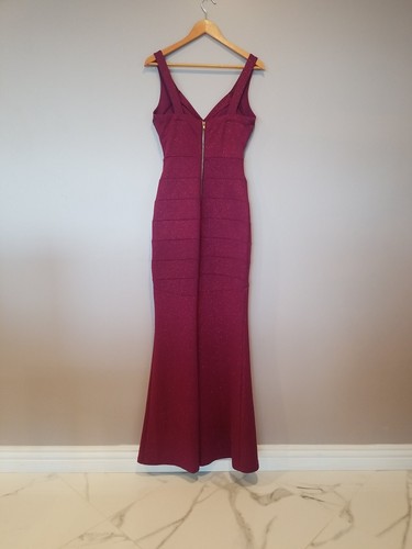 Windsor Shimmery Mermaid Form Fitting Strap V-cut Purple Prom Dress Size S - Picture 8 of 14