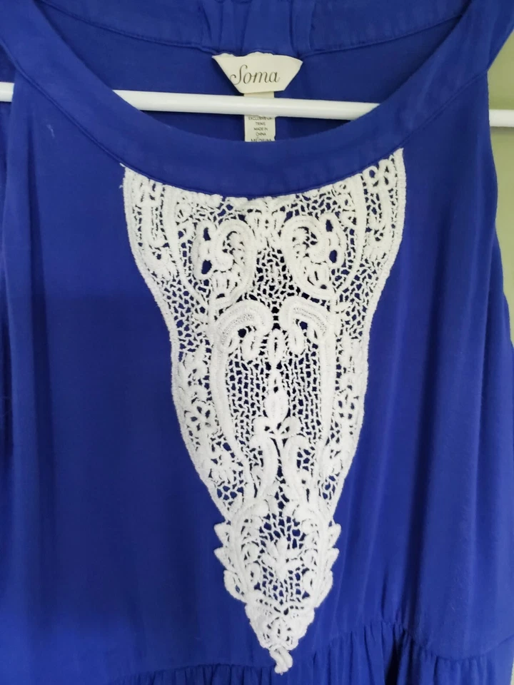 Vestido Soma Alto Bajo Gema Midi Joya Azul Brillante Encaje Para Mujer Talla Mediana Foto 4 de 4