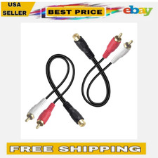 RCA Splitter 1 Female to 2 Male 8 Inch Stereo Audio Y Cable Gold Plated 2 Pack 
