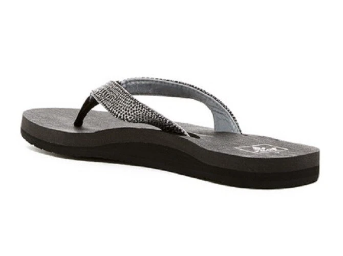Reef STAR SASSY Black Silver Glitter Arch Support Women's Sandals Flip Flops   - Image 2 of 4