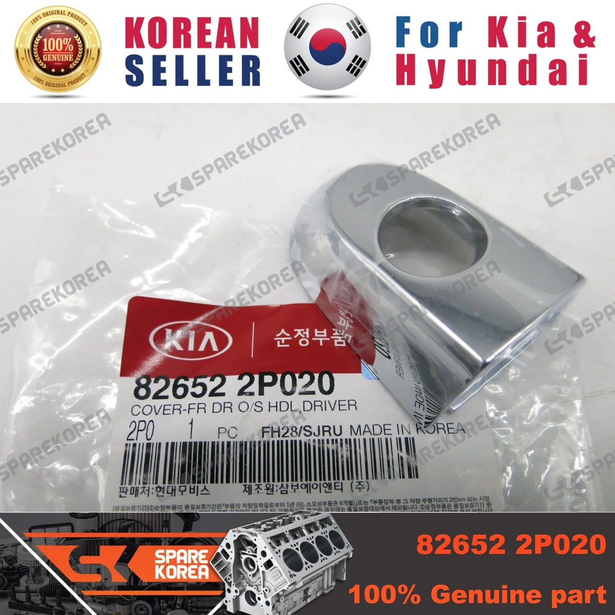 Genuine/OEM 826522P020 COVER-FR DR O/S HDL,DRIVER for Kia Sorento  