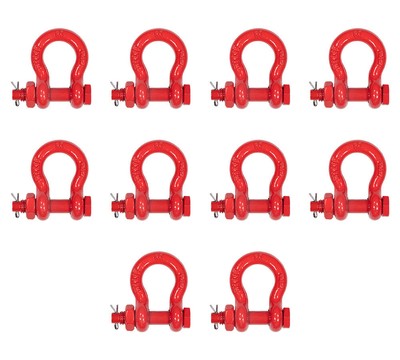 10Pcs 3/8'' Anchor Shackle Forged Carbon Steel w/Safety Screw Pin 2000lbs WLL