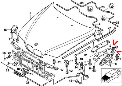 BMW Scharnier Frontklappe rechts Bildtafel Pos. #2  5er E39 Z8 E52 41618203276  