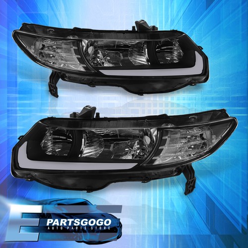 For 06-11 Honda Civic FG Coupe JDM Black LED DRL Sequential Headlights Lamps Set - Picture 4 of 9