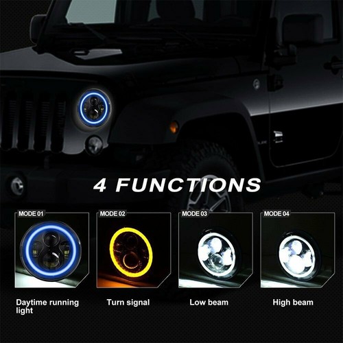 Kit combinado de conducción de anillo DRL azul faros LED halo para Jeep Wrangler JK 2007-18 - Imagen 4 de 12