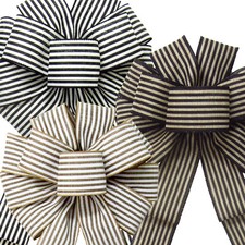 Wired Cabana Stripes Bows for Wreaths, Lanterns, Signs, Crafts, Decorations