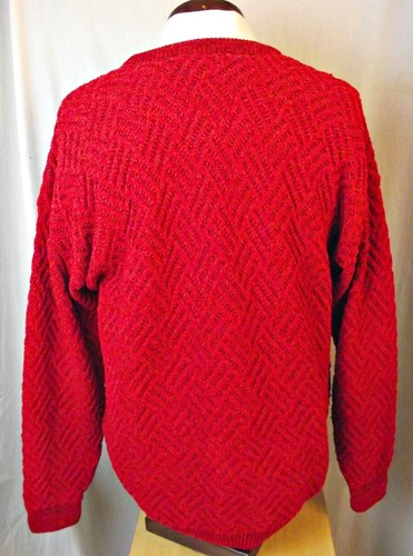 CHUNKY Vtg Tundra Canada Mens Textured Sweater Red w/ Black XL - Picture 5 of 7
