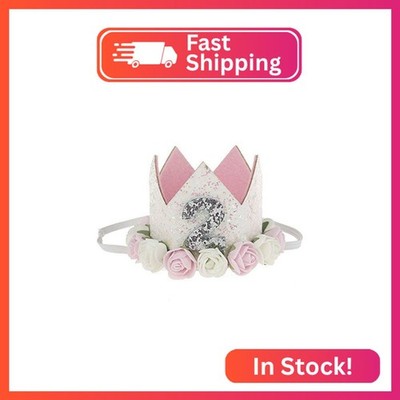 Golden Swallow 2nd Birthday Crown Baby Girl Flower Tiara Headband Birthday Party