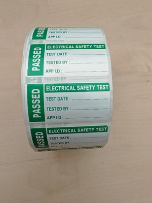 300 x PAT TESTETIKETTEN TRAGBARES GERÄT TEST BESTANDEN AUFKLEBER 25mm x 50mm   