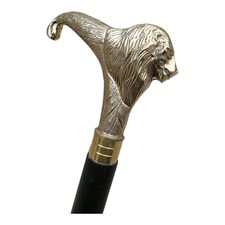 Lion Brass Handle Wooden Folding Walking Stick Cane, Ideal Gift for Men  Women