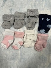 PREOWNED Baby Socks Lot White Cotton Carter  s 8 Pairs NB And 3-12 M