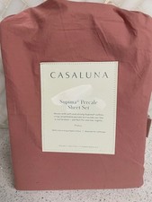 Casaluna Supima Percale Sheet Set Full Modern Rose 250 TC