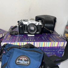 Canon AE-1  35mm SLR Film Camera W/50mm 1:1.8 Lens + Cover&Bag-Tested &Working