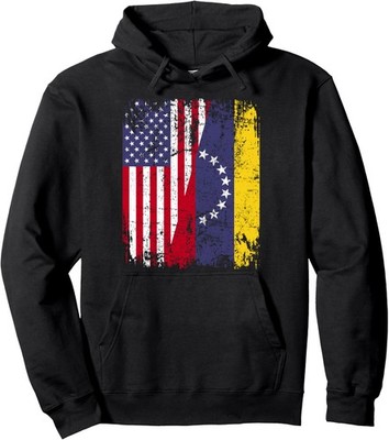 Venezuelan Roots | Half American Flag Venezuela Unisex Hooded Sweatshirt