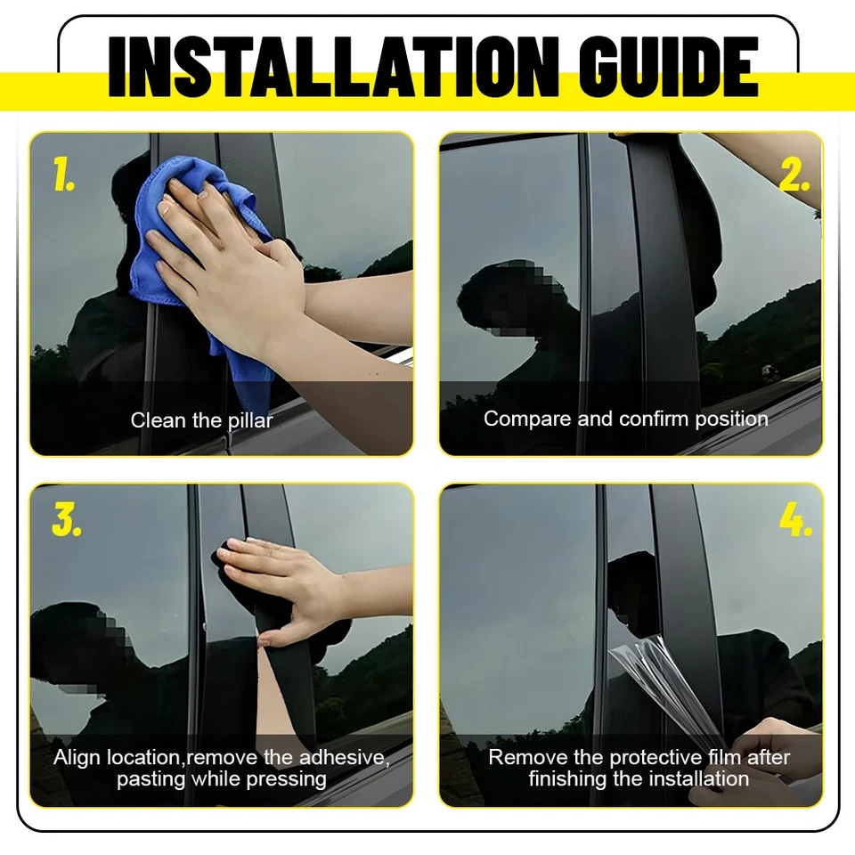 For Honda Odyssey 2005-2010 Black Door Window Trim Cover Panel Pillar Posts B Foto 3 de 4