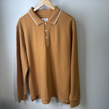 Goodfellow Co Men's Long Sleeve Rugby Polo Shirt XL Gold Color 3 Button NWT