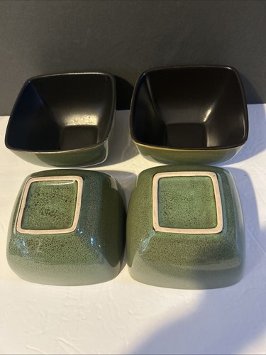 Home Trends Rave Green 5-3/4" cuencos de gres pesado negro interior conjunto de 4 usados en excelente estado - Imagen 10 de 24