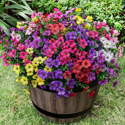 4.72 In. H 20 Bundles Artificial Flowers for Outdoor Decoration in 7 Colors Euca