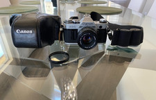 Canon AE-1 Silver 35mm Film Camera FD 50mm 1 : 1.8 Lens and Strap Working