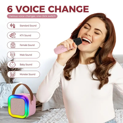 Altavoz portátil Karaoke con micrófonos Duales y Luces RGB - Imagen 4 de 9