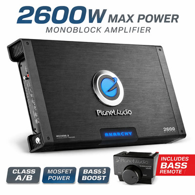 Planet Audio AC2600.2 2 Channel Amplifier 975W RMS x2 2 Ohm Class AB Car Amp