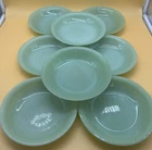 8 Vintage Fire King Jadeite Jane Ray Ribbed Oven Ware Shallow Soup Bowls 7 1/2”!