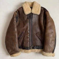 Schott B-3 RAF Flight Jacket, Brown Sheepskin, Size 42