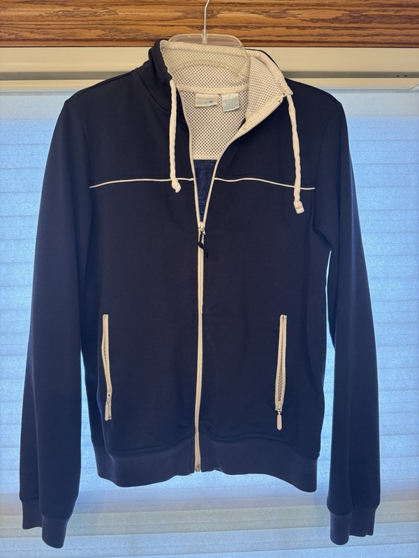 ProSpirit Women's Size Small Long Sleeve Navy Blue Zip Up Jacket White Trim