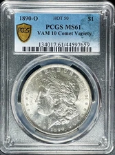 💥 1890-O Morgan Silver Dollar PCGS MS61 – VAM 10 Comet 🌠 HOT 50 Variety!!!