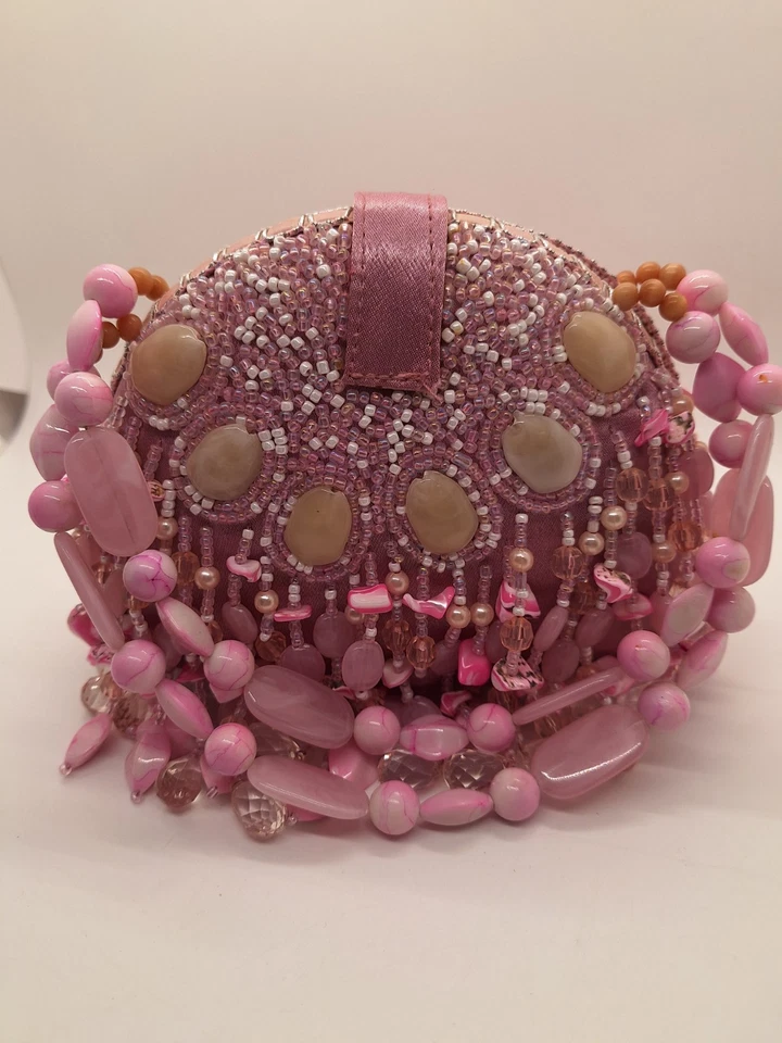 Mujer Bolso sin asas Cartera Rosa Con cuentas Noche Fiesta Bolso de mano Cartera EXPRESIONES NYC Foto 4 de 4