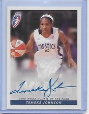 2006 Rittenhouse TEMEKA JOHNSON WNBA on card auto Washington Mystics Rookie ROY