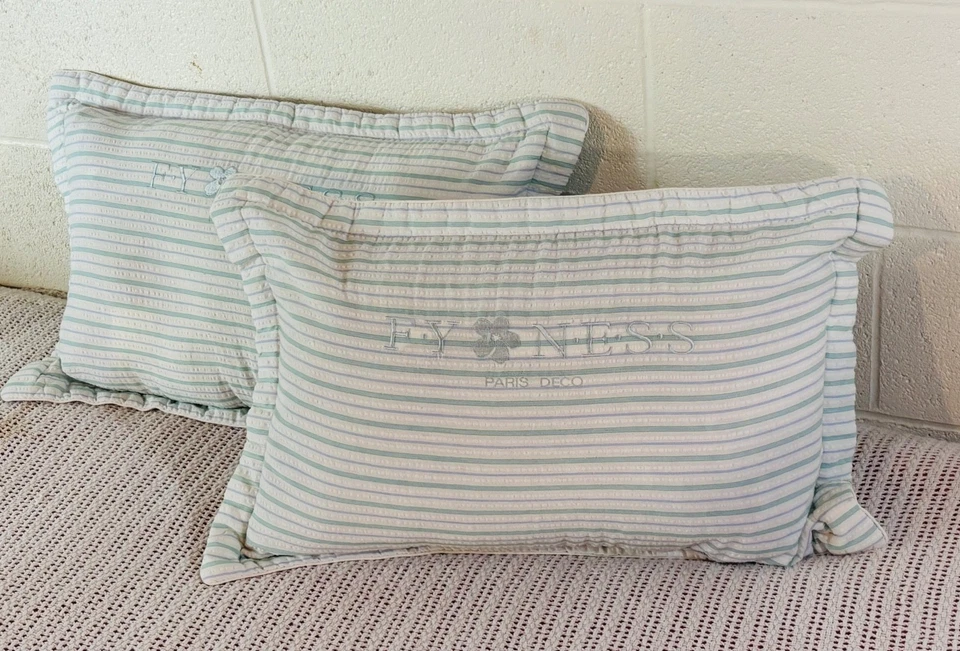 Baby Crib FYNESS Pillowcase Set of 2 Blue & White Stripes 100% Cotton - Image 4 of 4