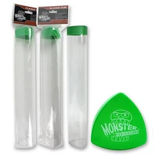 Monster Protectors Prism Green play mat storage tube clear with Green cap