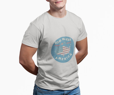 God Bless America Flag Circle Emblem T-Shirt | Patriotic USA Stars Stripes