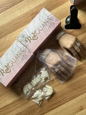 Red Iguana Silicone Practice Hands (April Left and Right) w/ nail tips and stand