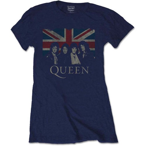 Ladies Queen Freddie Mercury Blue Union Jack Official Tee T-Shirt Womens - Picture 1 of 4