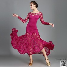 Adult Latin Ballroom Modern Dance Maxi Dress Salsa Waltz Standard Tango Dress
